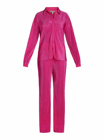 Nine.Eight Womens Plisse Pleat Shirt and Pants Set 2-Piece