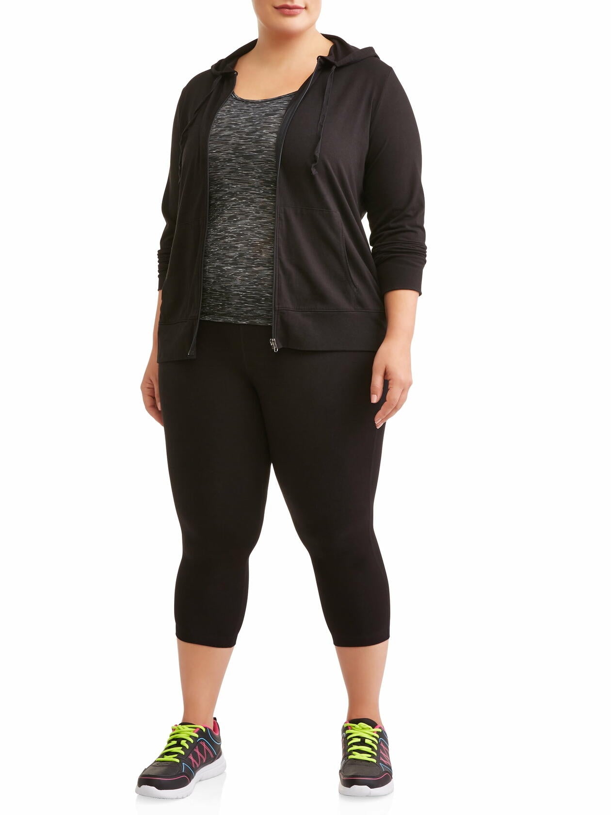 Athletic Works Womens Active Dri-Works Capri Leggings Black Size 1X