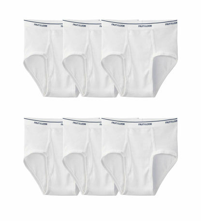 Fruit of the Loom Mens Cotton White Briefs 6-Pack White Size L