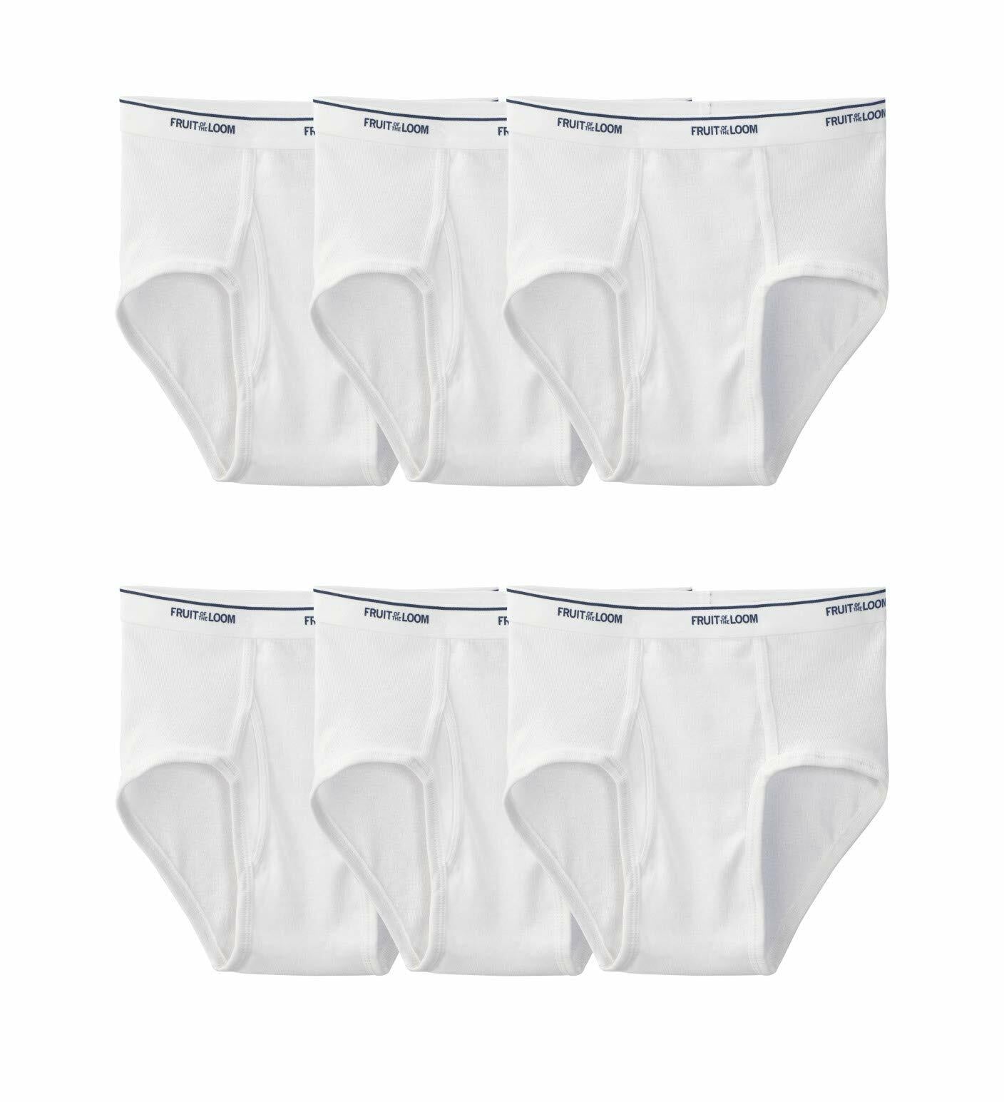 Fruit of the Loom Mens Cotton White Briefs 6-Pack White Size L