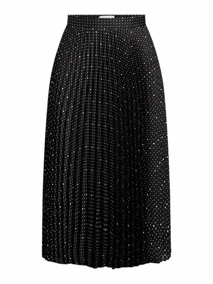 Free Assembly Womens Pleated Midi Skirt Black Soot Vintage Dots Size S