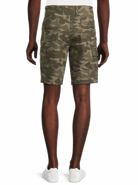 George Mens & Big Mens Cargo Shorts 10.5 Inseam Green Camo Size 38