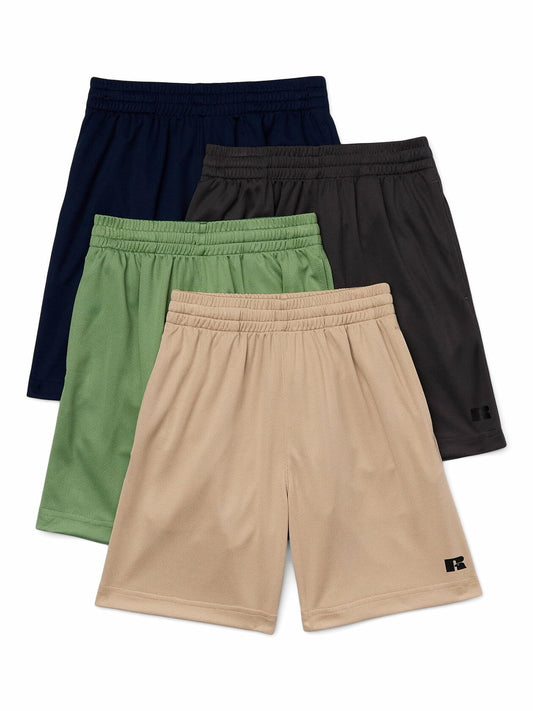 Russell Athletic Boys Performance Mesh Shorts 4-Pack Assorted Size 10/12 Husky