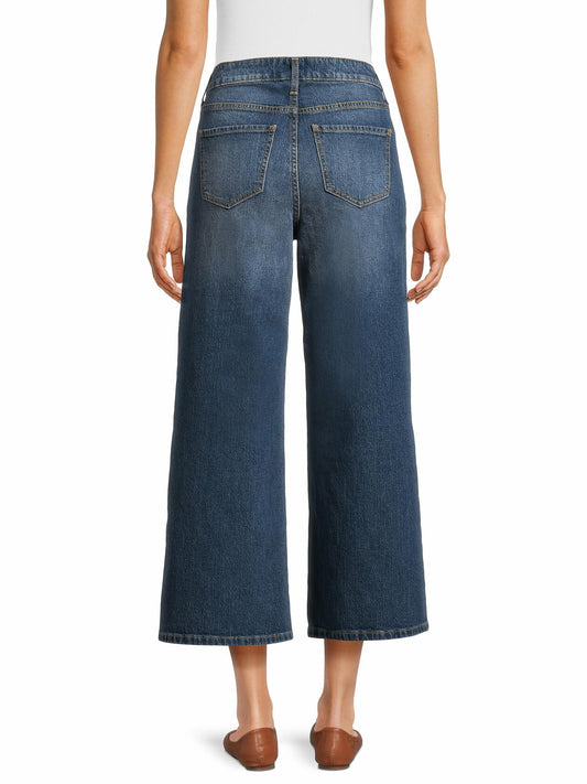 Time and Tru Womens High Rise Wide Leg  Jeans 26 Inseam Antique Medium Size 8