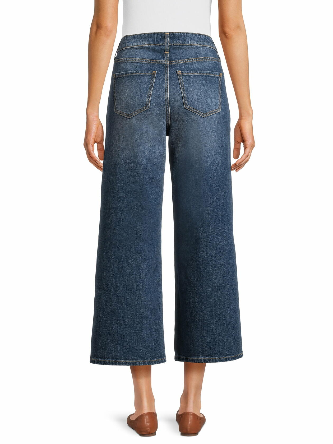 Time and Tru Womens High Rise Wide Leg  Jeans 26 Inseam Antique Medium Size 8