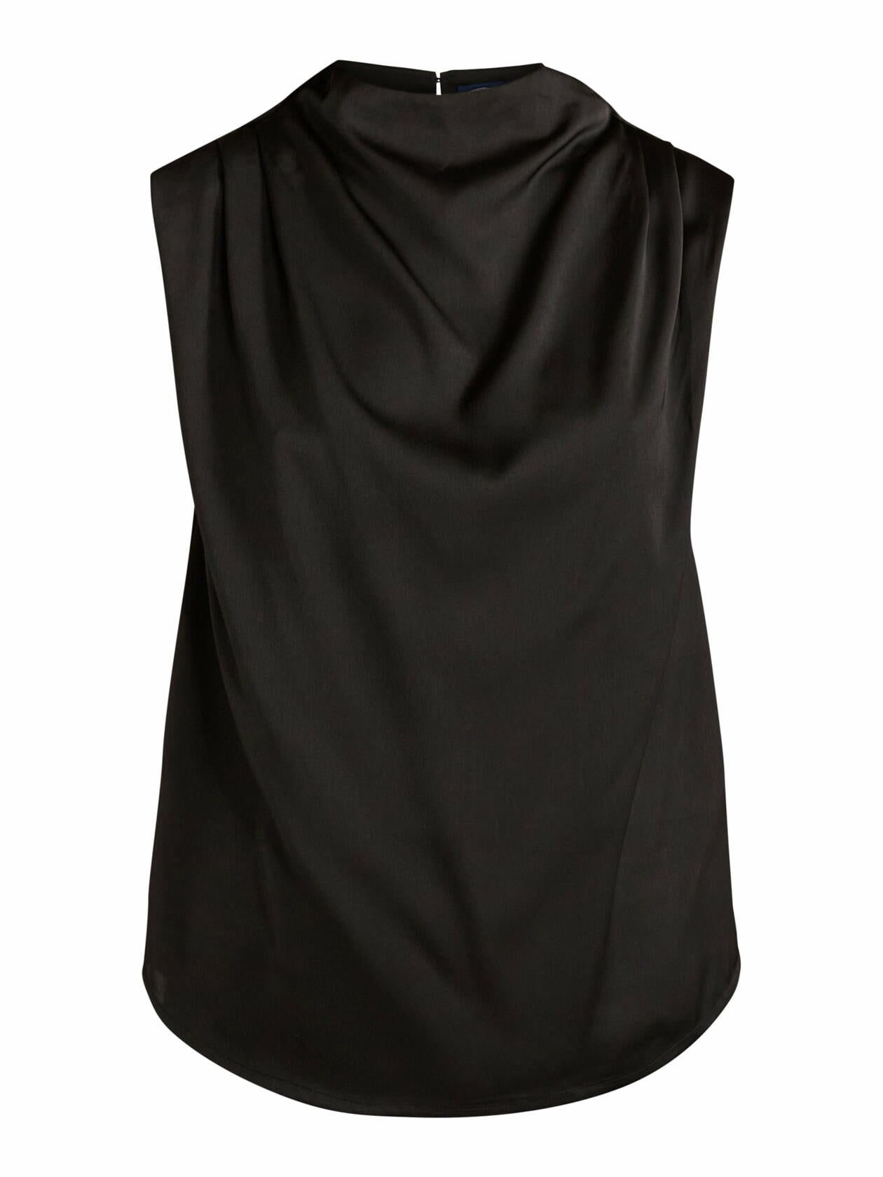 Scoop Womens Sleeveless Mock Neck Pleated Shoulder Blouse