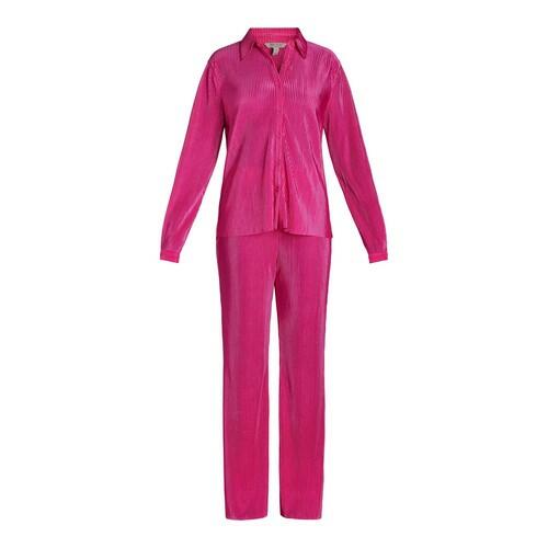 Nine.Eight Womens Plisse Pleat Shirt and Pants Set 2-Piece