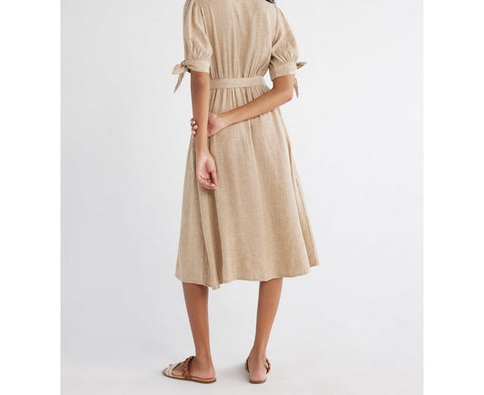 Time and Tru Shirt Midi Dress Solid Print Puff Sleeve Tie Cuffs Ant Sz XXXL (22)