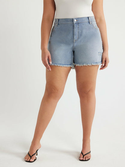 Sofia Jeans Womens Plus Size Lila Relaxed Mid Rise Frayed Hem Easy Shorts 5