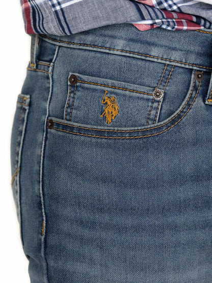 U.S. Polo Assn. Mens Slim Straight Knit Denim Jean Medium Tint Size 36X32
