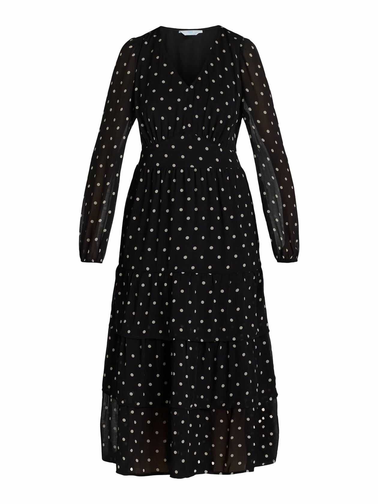 Time and Tru Womens Print Dress with Long Sleeves Black Soot Dot Size XXL