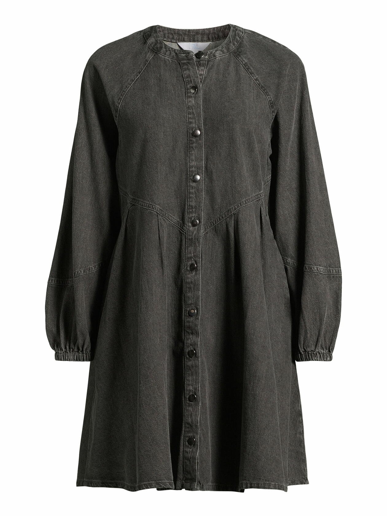 Time and Tru Womens Button Front Mini Dress Long Sleeves Black Denim Size XL