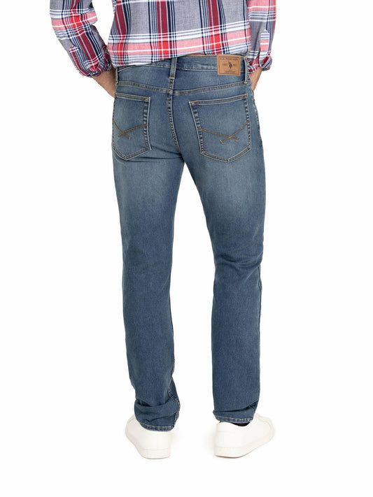 U.S. Polo Assn. Mens Slim Straight Knit Denim Jean Medium Tint Size 36X32
