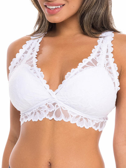 No Boundaries Womens Lace Push Up Bralette White Size S
