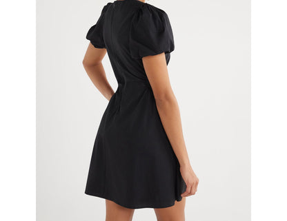 Scoop Womens Poplin Cutout Oversized Puff Sleeve Dress Black Soot Size M (8-10)