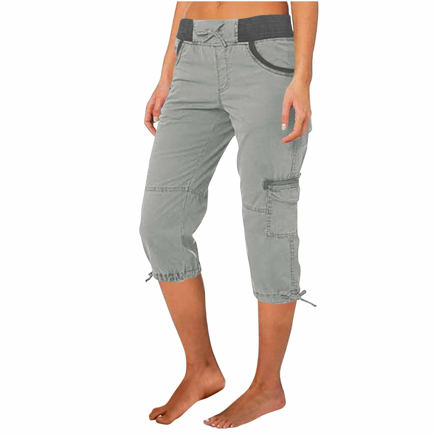 ShomPort Hiking Cargo Pants for Women Waist Capris Pants Gray Size XL