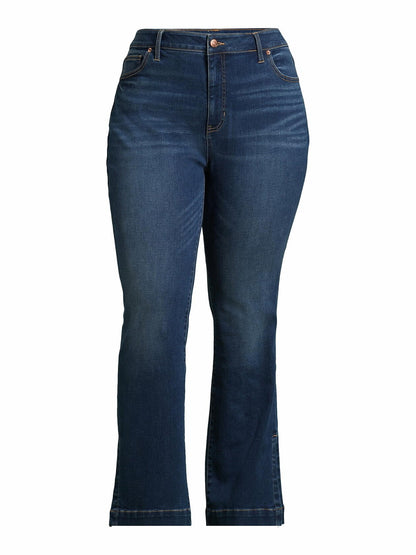 Terra & Sky Womens Plus Bootcut Side Slit Jeans 31" Inseam Medium Wash Size 22W