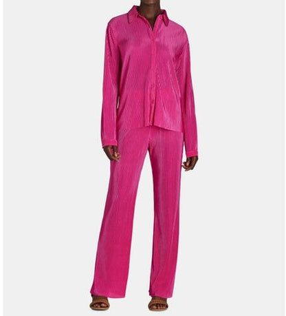 Nine.Eight Womens Plisse Pleat Shirt and Pants Set 2-Piece