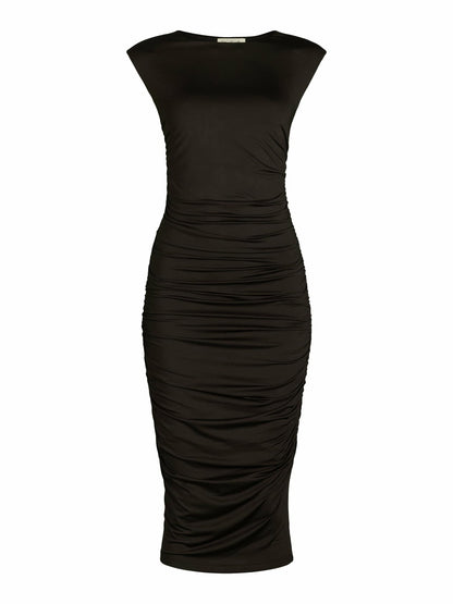 Sofia Jeans Womens Sleeveless Open Back Midi Dress Below Knee Length Black Sz M