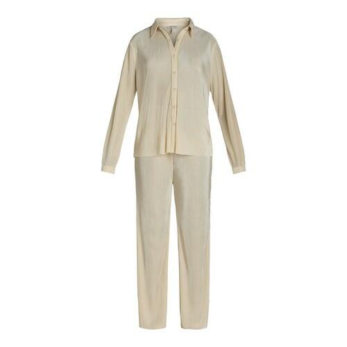 Nine.Eight Womens Plisse Pleat Shirt and Pants Set 2-Piece