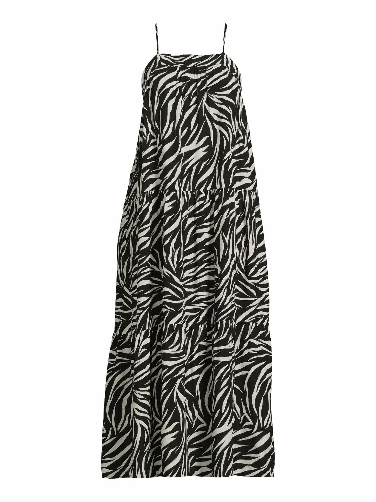 Time and Tru Womens Sleeveless Tiered Dress Black Zebra Size XS