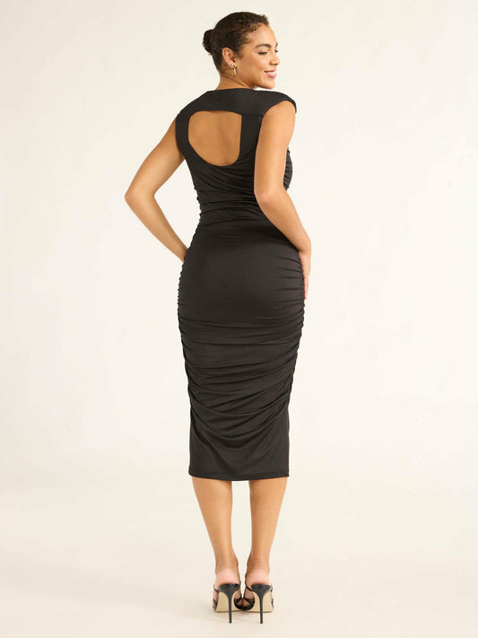 Sofia Jeans Womens Sleeveless Open Back Midi Dress Below Knee Length Black Sz M