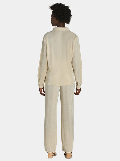 Nine.Eight Womens Plisse Pleat Shirt and Pants Set 2-Piece