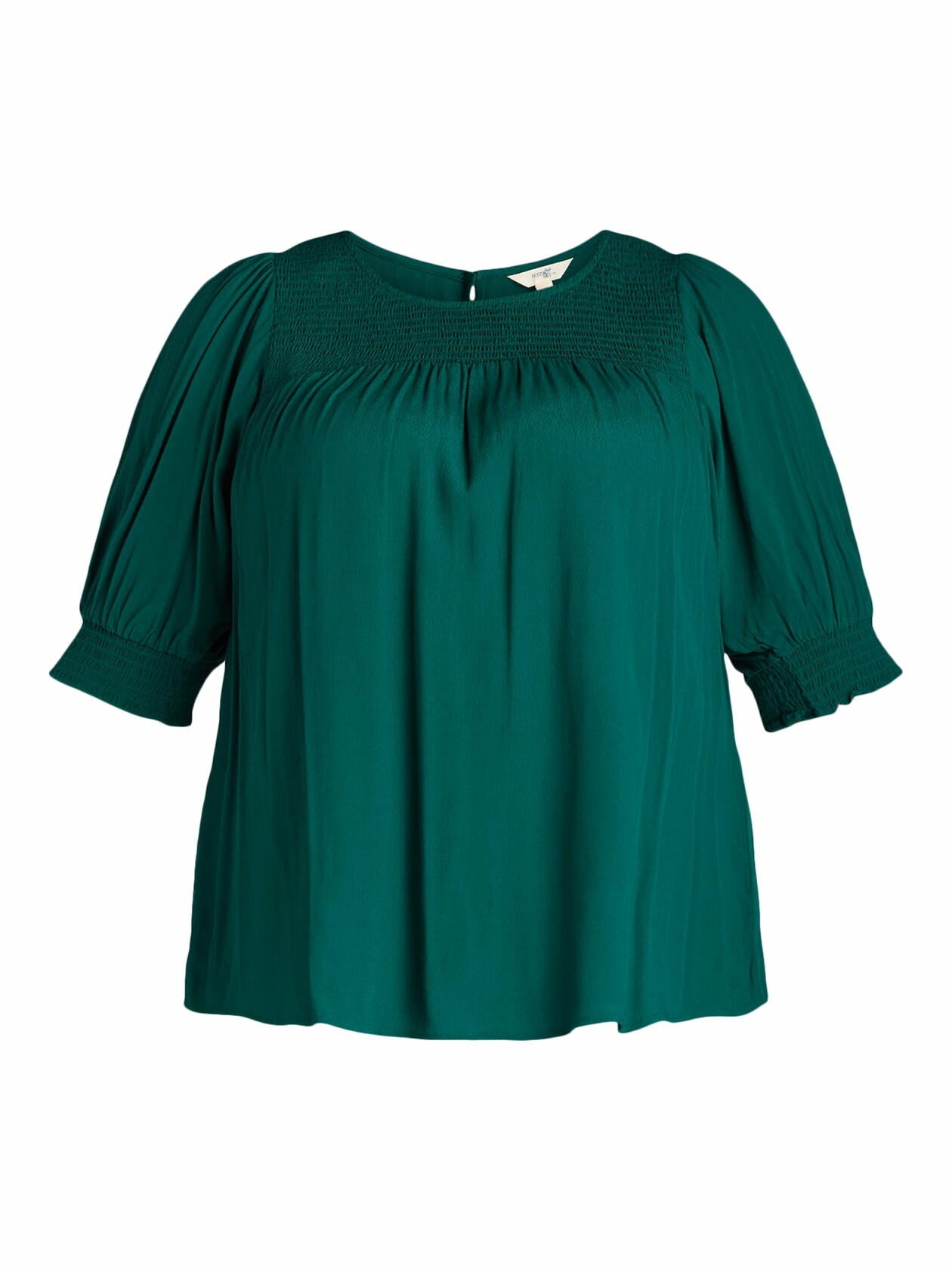 Terra & Sky Womens Plus Smocked Blouse Green Size 4X