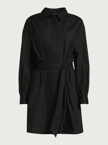 Scoop Womens Balloon Sleeve Poplin Shirtdress with Pockets Black Soot Size S
