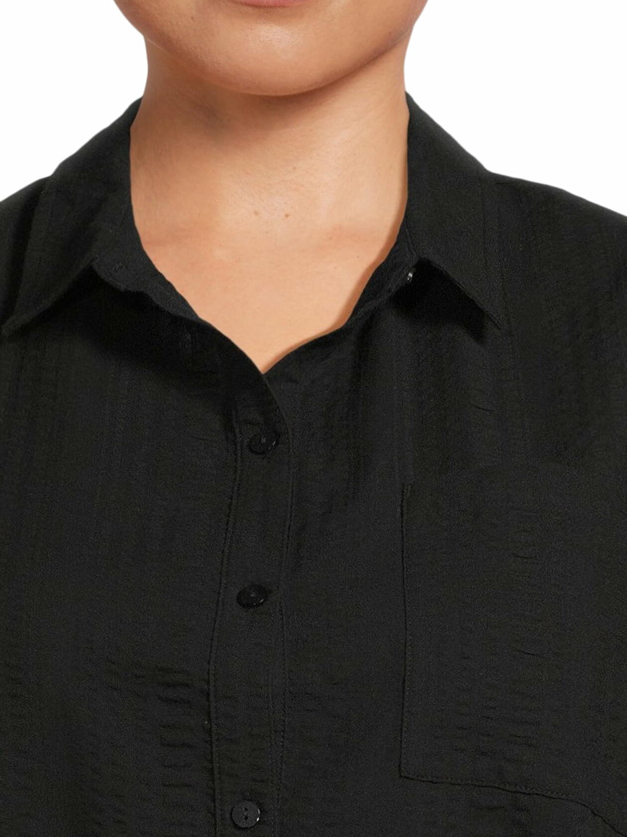 Time and Tru Womens and Womens Plus Sleeveless Shirt Dress Black Soot Size 1X