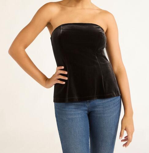 Sofia Jeans Womens Velvet Peplum Strapless Top