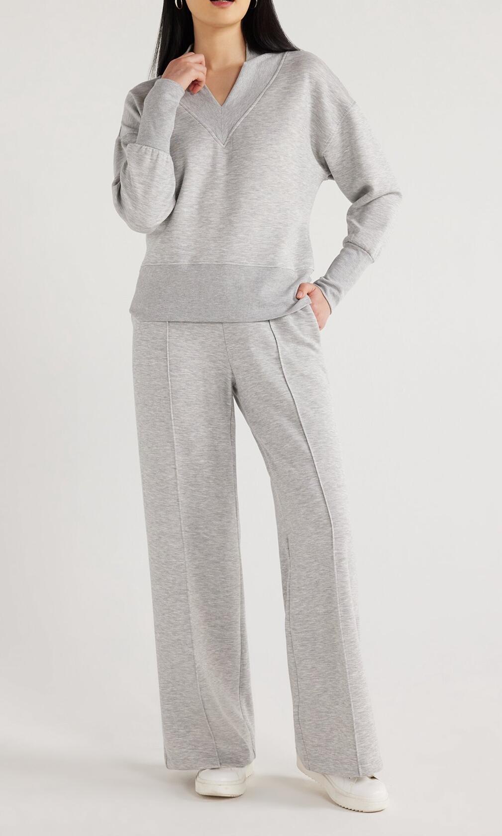 Scoop Womens and Womens Plus Scubaknit V-Neck Sweatshirt