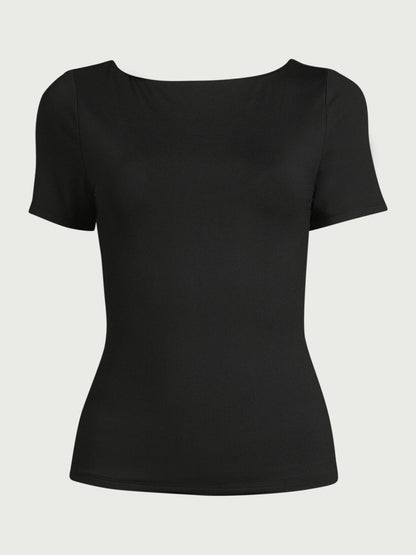 Scoop Womens Contour Scoop Back Tee Black Soot Size XS (0-2)