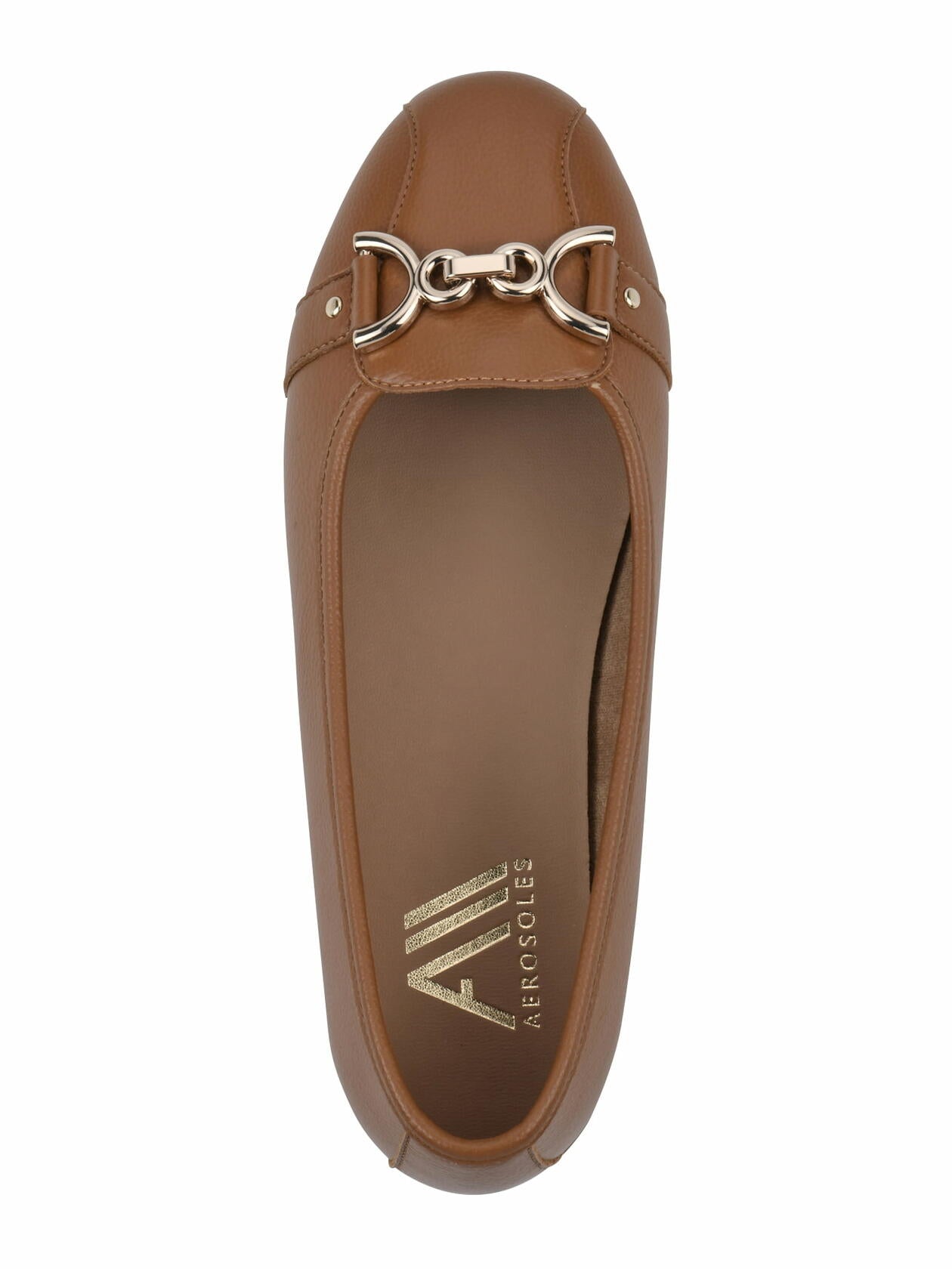 Aerosoles Womens Comfort Buckle Ballet Shoes Cognac Size 7.5 W