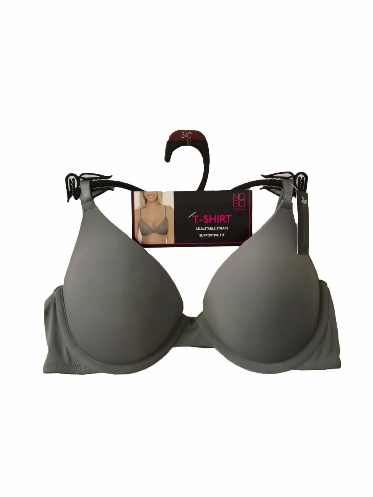 No Boundaries Womens Lightly Lined Underwire T-Shirt Bra Grey Size 40DD