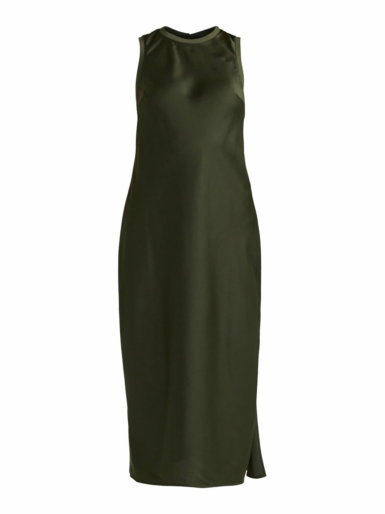 Scoop Womens Sleeveless Crew Neck Satin Midi Tank Dress Kombu Green Size L