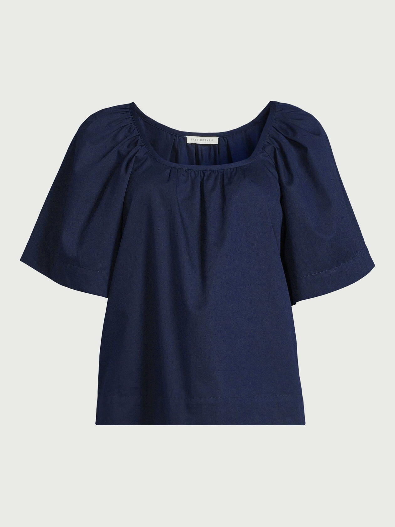 Free Assembly Womens Square Neck Top with Short Sleeves Navy Blazer Size S