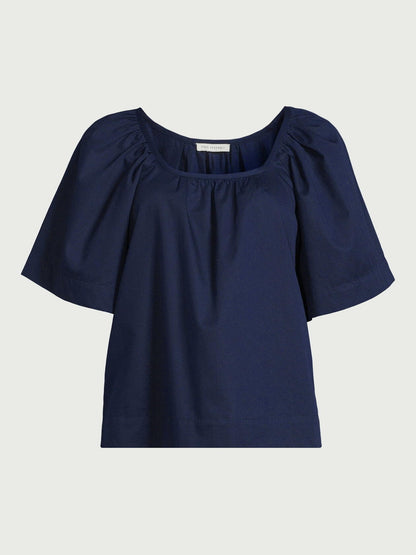 Free Assembly Womens Square Neck Top with Short Sleeves Navy Blazer Size S