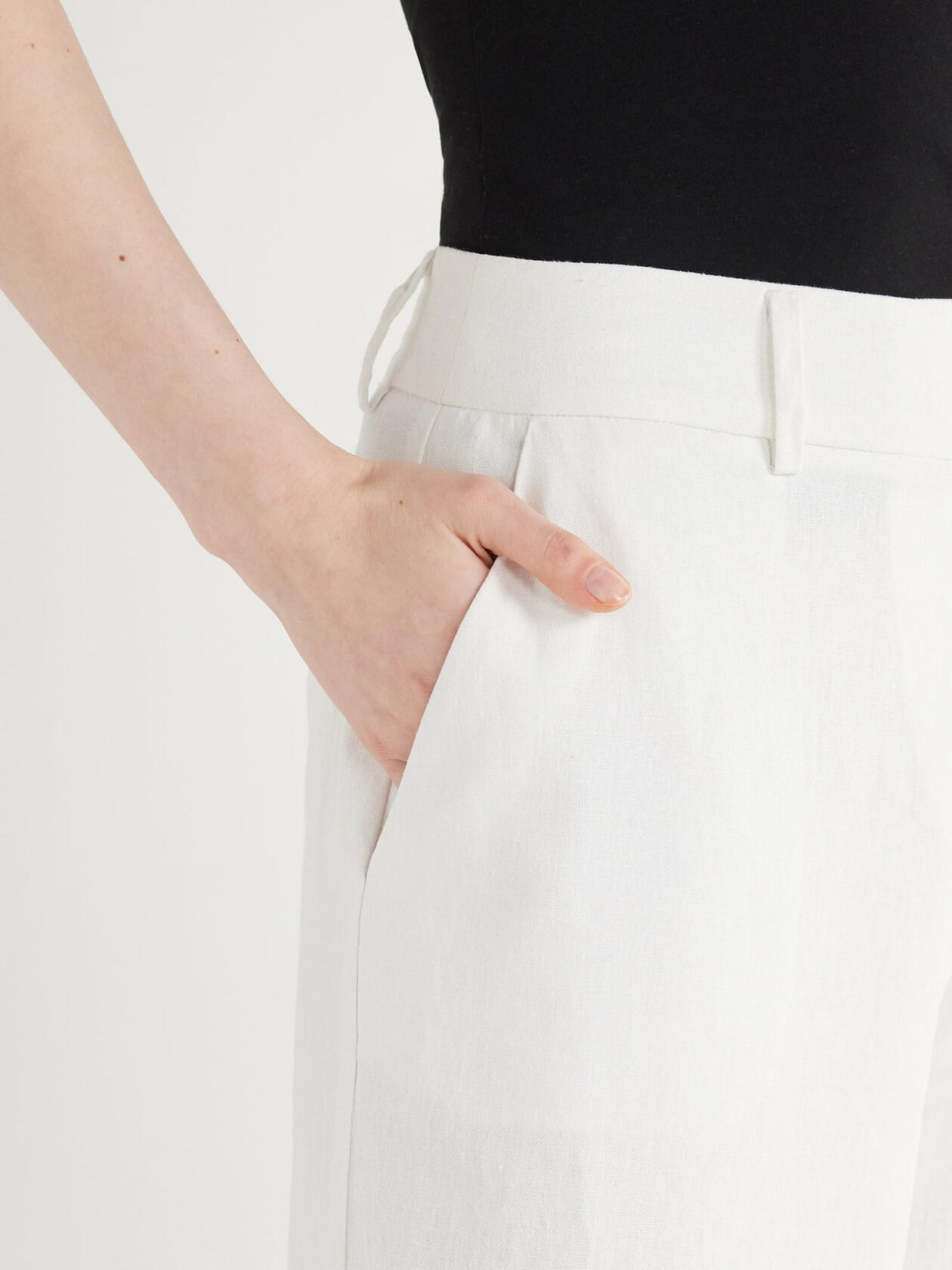 Scoop Womens Linen Blend Tailored Wide Leg Pants Bright White Size 2