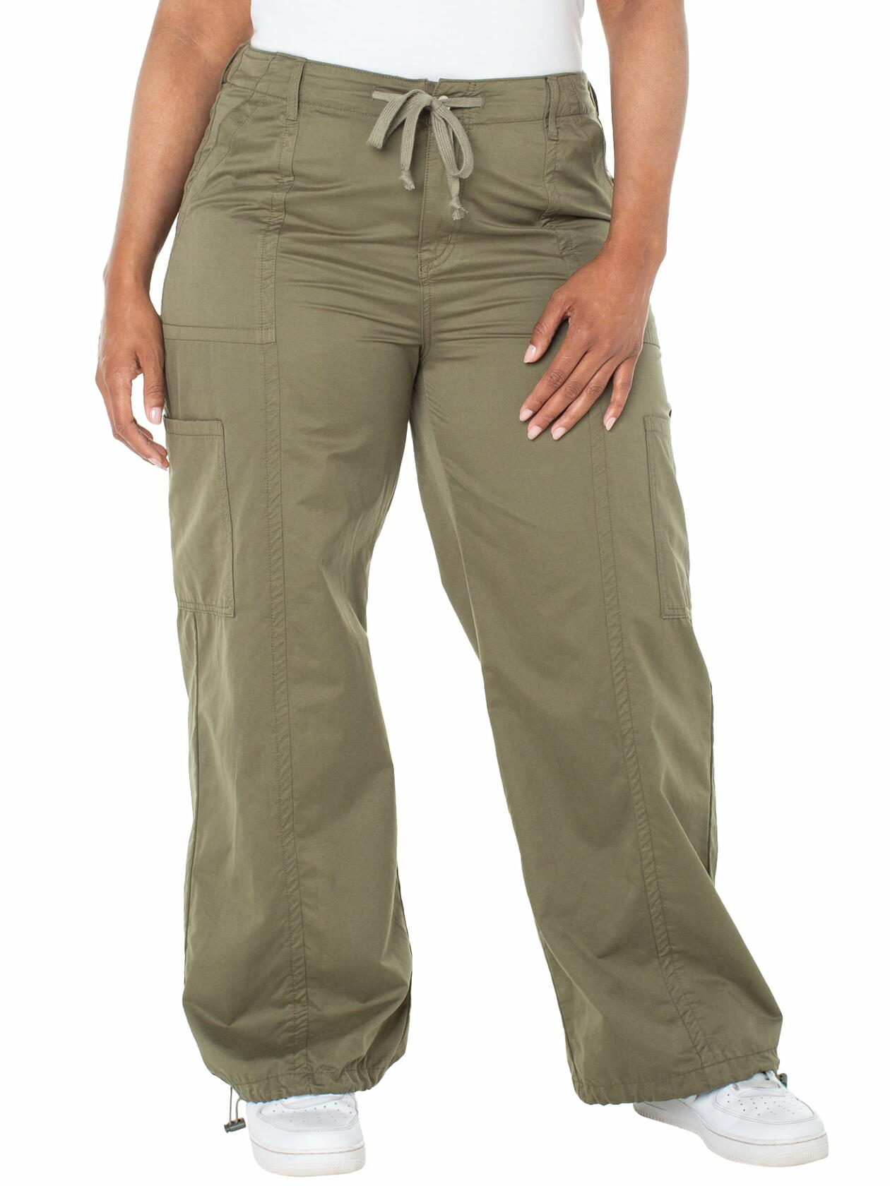 Celebrity Pink Womens and Womens Plus Wide Leg Parachute Pants Dusty Olive Sz L