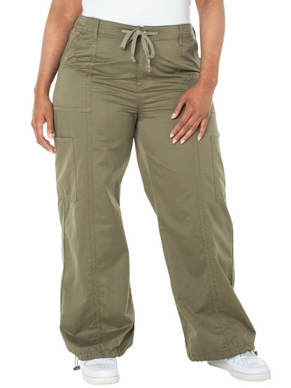 Celebrity Pink Womens and Womens Plus Wide Leg Parachute Pants Dusty Olive Sz L