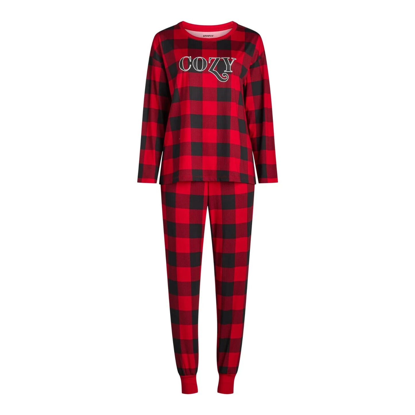 Joyspun Womens Tee & Jogger Pants Pajama Set Red Pepper Buffalo Plaid Sz S (4-6)
