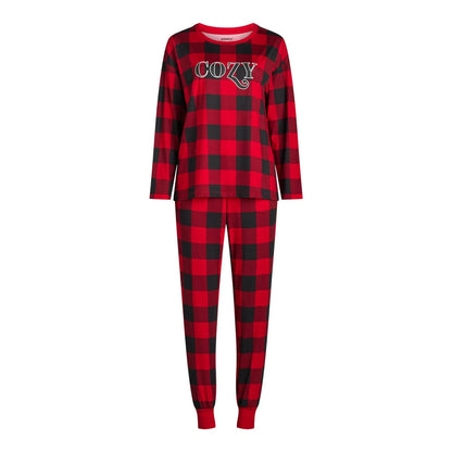 Joyspun Womens Tee & Jogger Pants Pajama Set Red Pepper Buffalo Plaid Sz S (4-6)