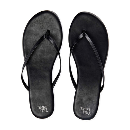 Time and Tru Womens Barely There Thong Sandals Black Size 7