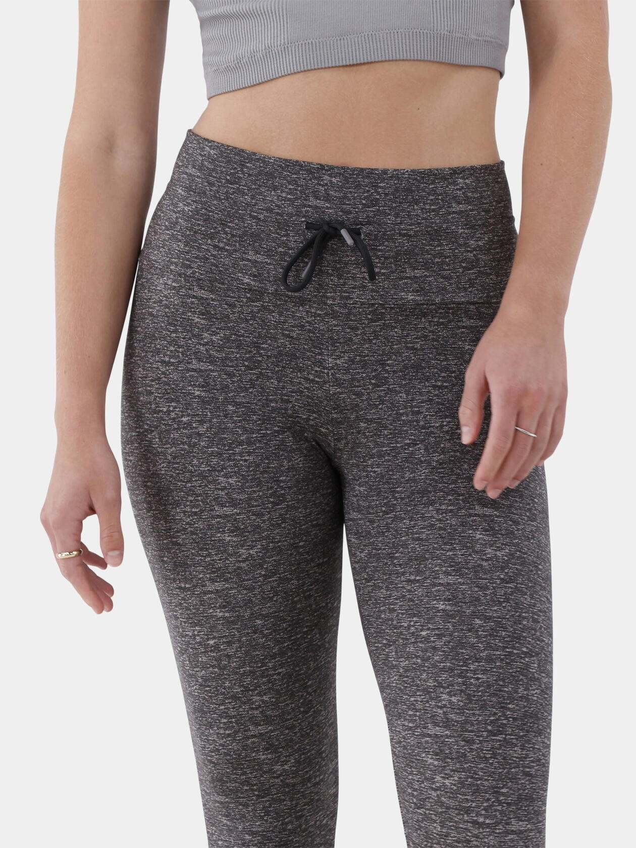 No Boundaries Womens Tie-Front Leggings 2-Pack Charcoal Grey Heather/ Black Sz S