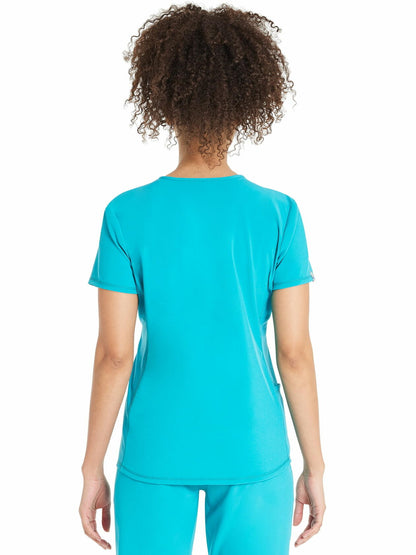 Scrubstar Womens Antimicrobial Performance Notch Neck Top Aquamarine Blue Sz XL