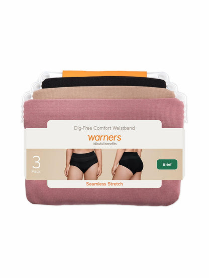 Warners Blissful Benefits Dig-Free Seamless Brief 3-Pack Assorted Size L