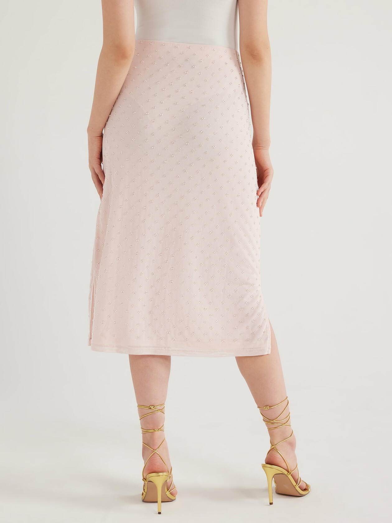 Scoop Womens Crystal Mesh Skirt Pink Bliss Size L