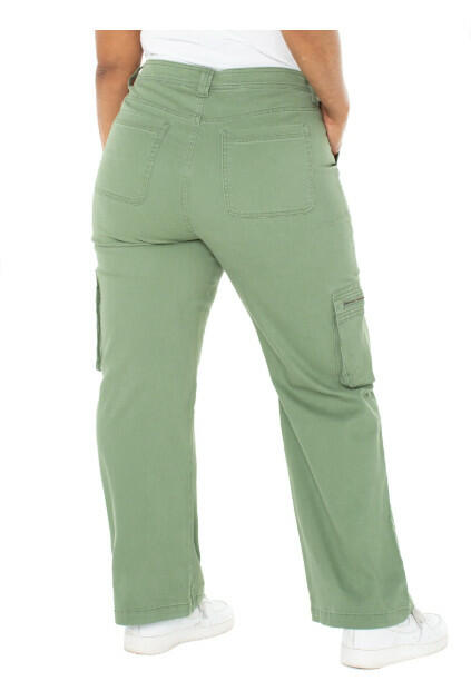 Celebrity Pink Juniors Cargo Pants Midrise Wide Leg Pockets Green Sz L (13/31)