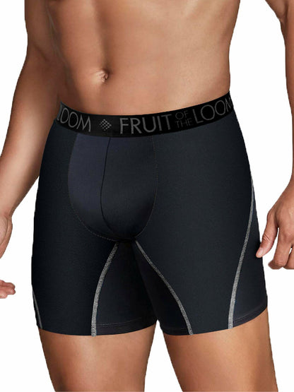 Fruit of the Loom Mens Breathable Performance Boxer Briefs 3-Pack Black Size XL